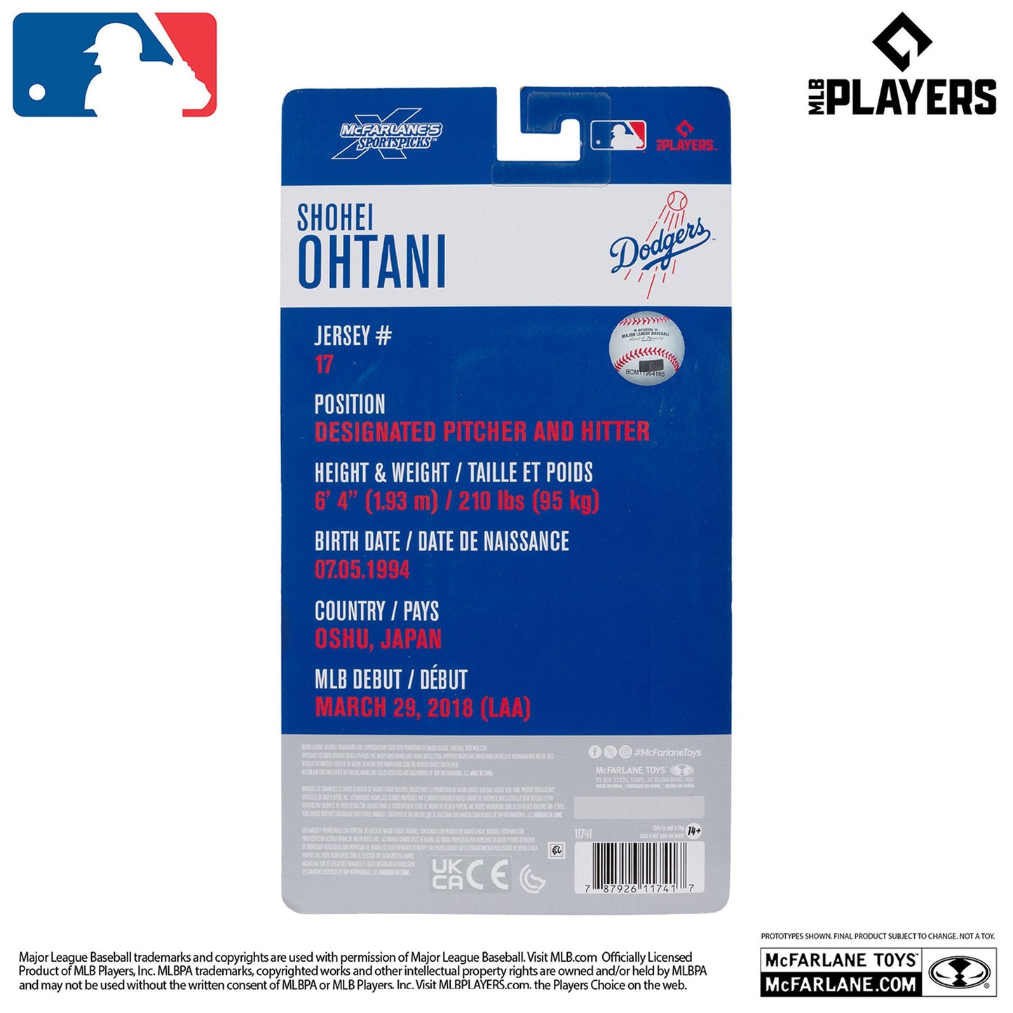 『MLB』 【アクションフィギュア】 6インチ 大谷翔平（ロサンゼルス・ドジャース）