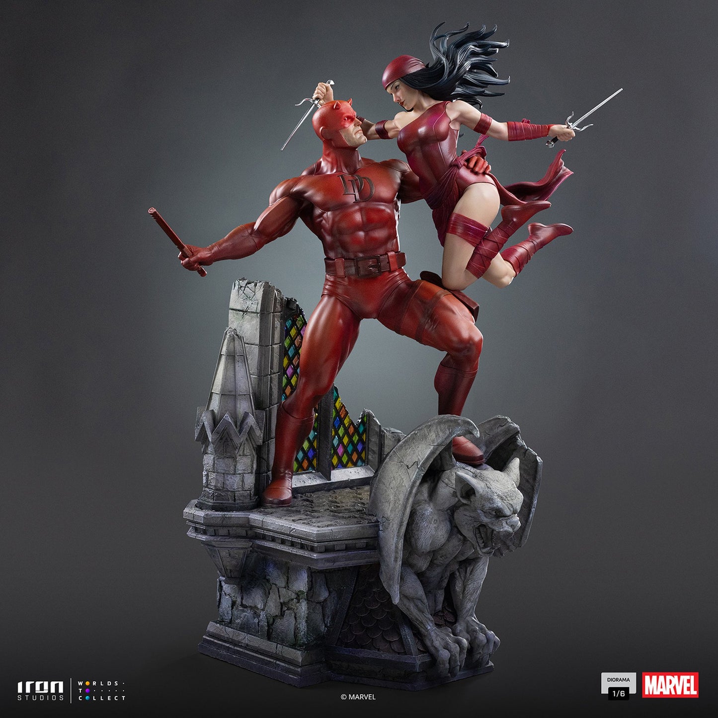 『マーベル』 【アイアン・スタジオ スタチュー】 「ジオラマ」 1/6スケール デアデビル＆エレクトラ［コミック］