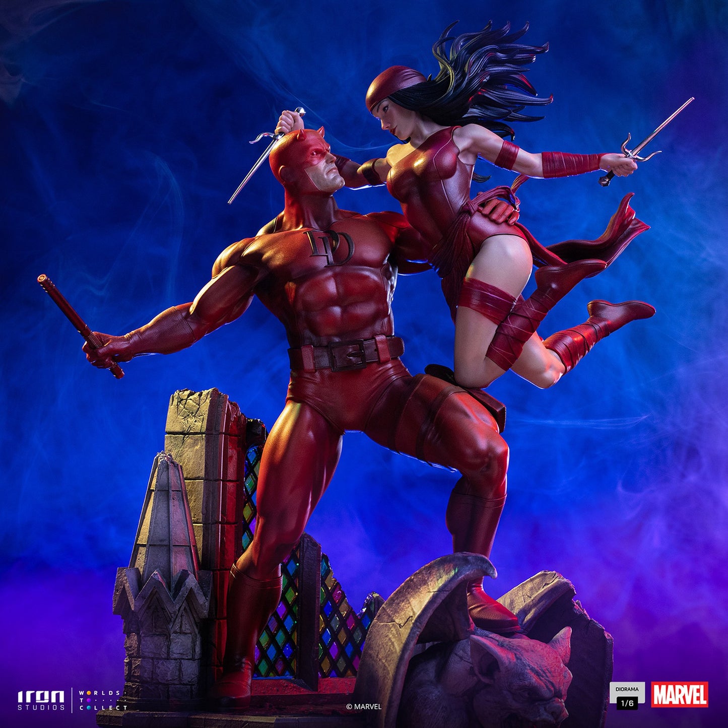 『マーベル』 【アイアン・スタジオ スタチュー】 「ジオラマ」 1/6スケール デアデビル＆エレクトラ［コミック］