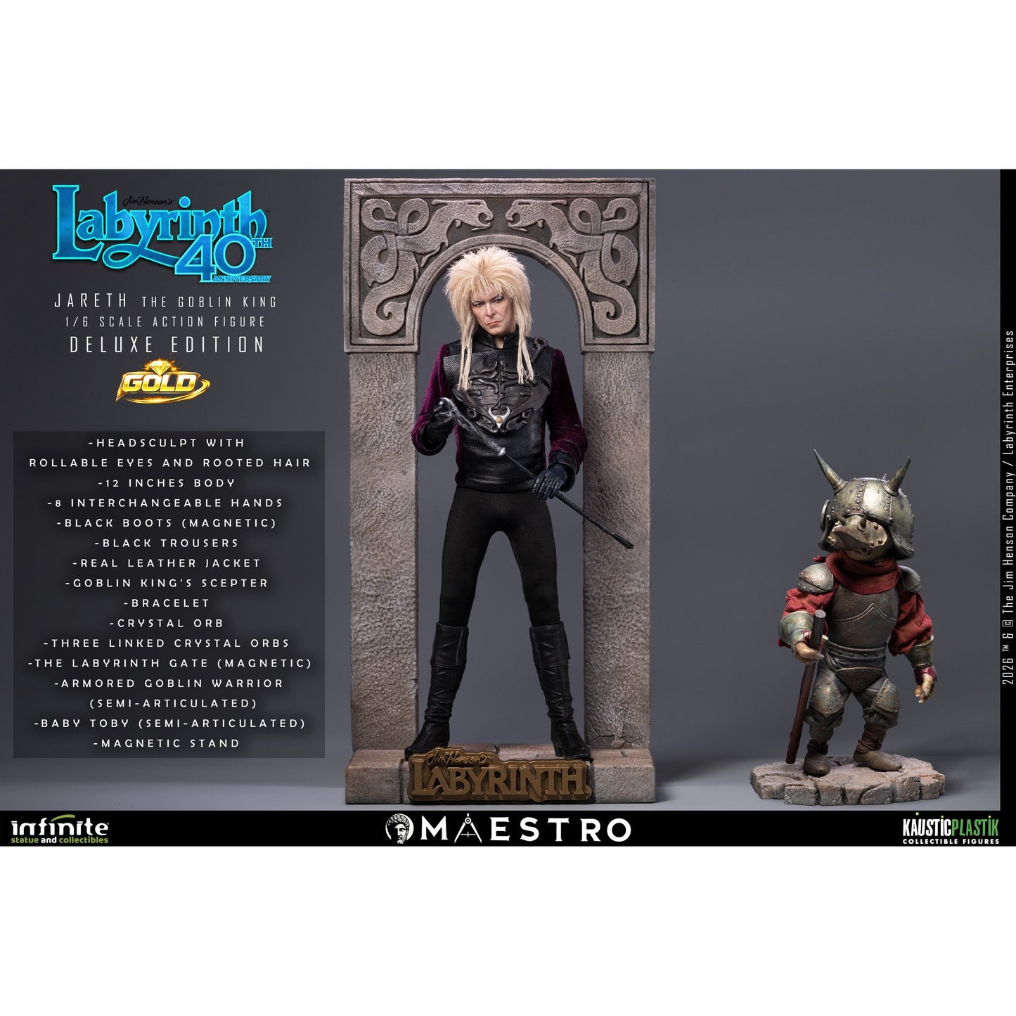 ラビリンス/ ジャレス ザ・ゴブリンキング 1/6 アクションフィギュア DELUXE GOLD エディション