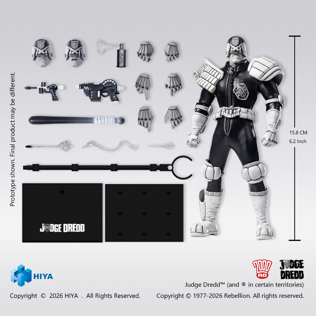 エクスクイジット スーパー 『2000 AD』 ジャッジ・ドレッド 1/12 アクションフィギュア ブラック＆ホワイト Ver.