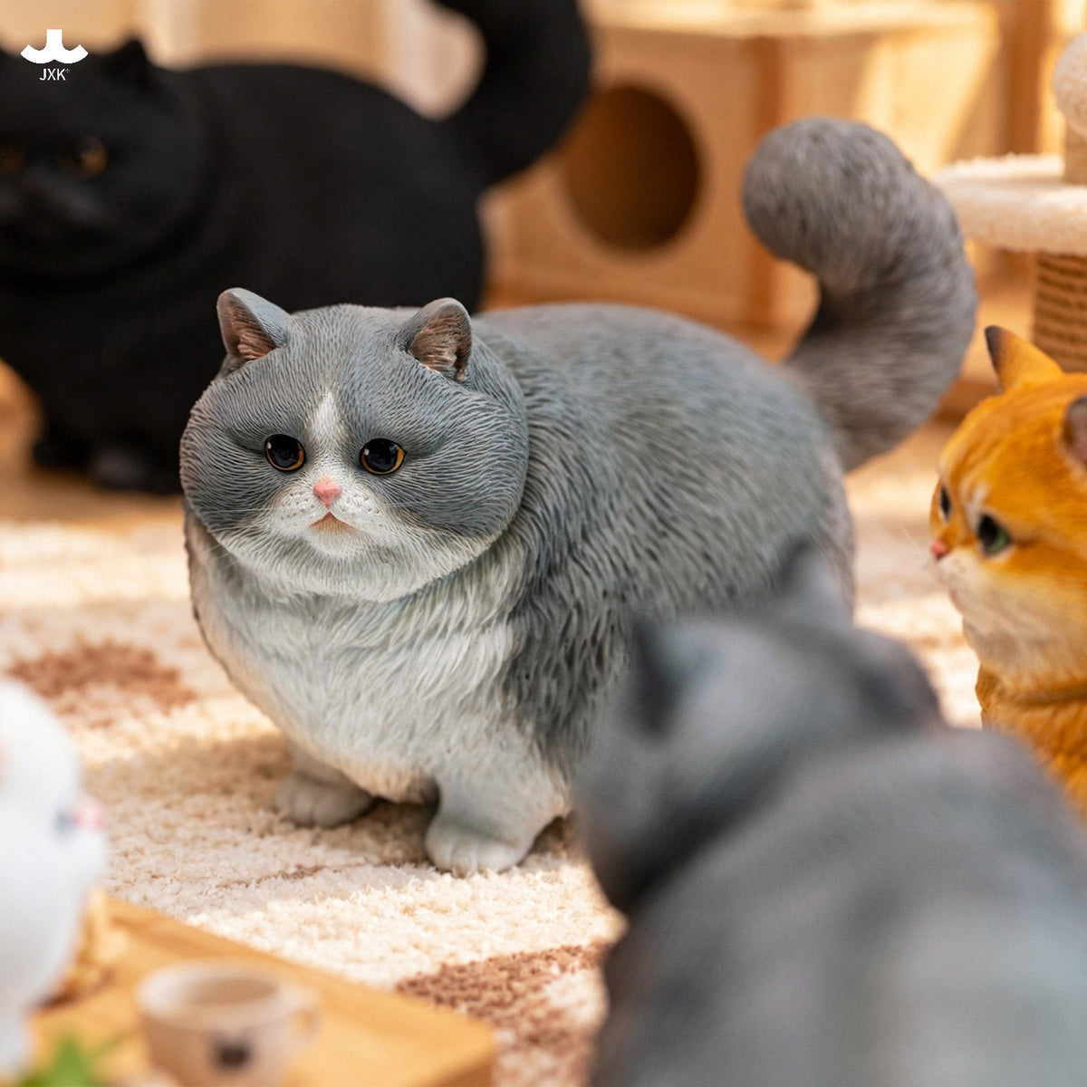 JXK ぽっちゃり猫 グレー＆ホワイト