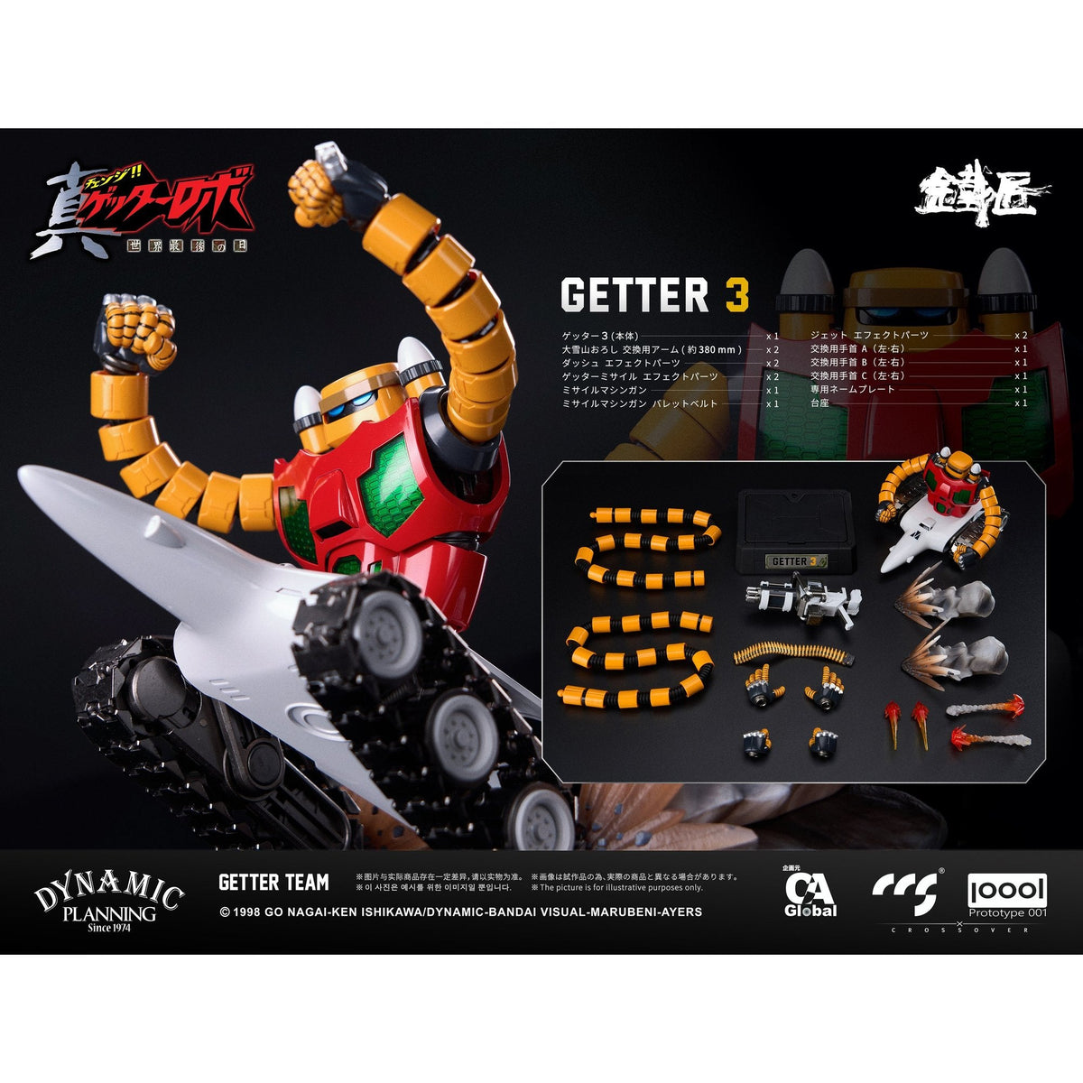 C&A Global Ltd. × CCSTOYS × PROTOTYPE 001 鉄匠(CHEOLJIANG)シリーズ 『真ゲッターロボ 世界最後の日』 ゲッターチーム 合金可動フィギュア