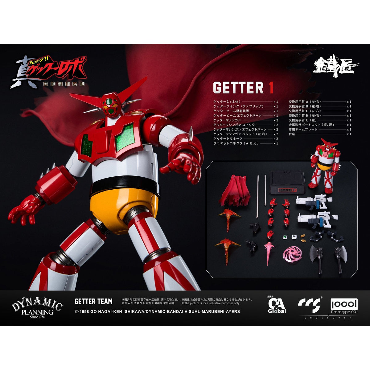 C&A Global Ltd. × CCSTOYS × PROTOTYPE 001 鉄匠(CHEOLJIANG)シリーズ 『真ゲッターロボ 世界最後の日』 ゲッターチーム 合金可動フィギュア