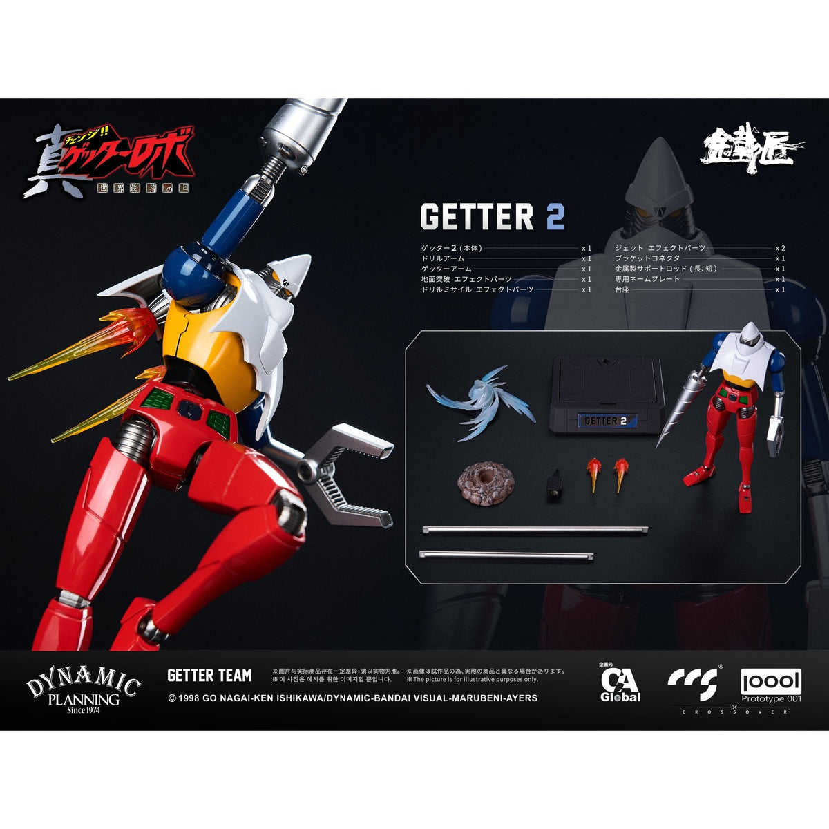 C&A Global Ltd. × CCSTOYS × PROTOTYPE 001 鉄匠(CHEOLJIANG)シリーズ 『真ゲッターロボ 世界最後の日』 ゲッターチーム 合金可動フィギュア